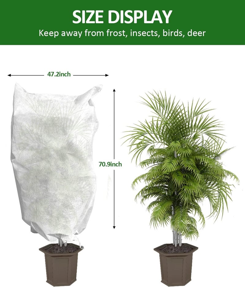 EAONE Plant Covers Freeze Protection 47x71”, Set of 4 Winter Frosts Cloth for Outdoor Plants, Reusable Frost Blankets Tree Wrap Protector for Shrub Cold Weather Bird Insect Prevention, White - Image 2